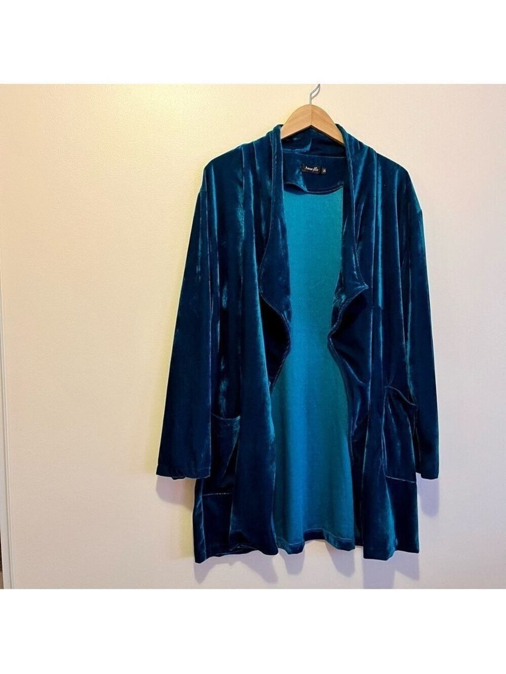 Amaryllis VTG 1990s Open Waterfall Cardigan 3X Boho Lagenlook Velour Whimsigoth